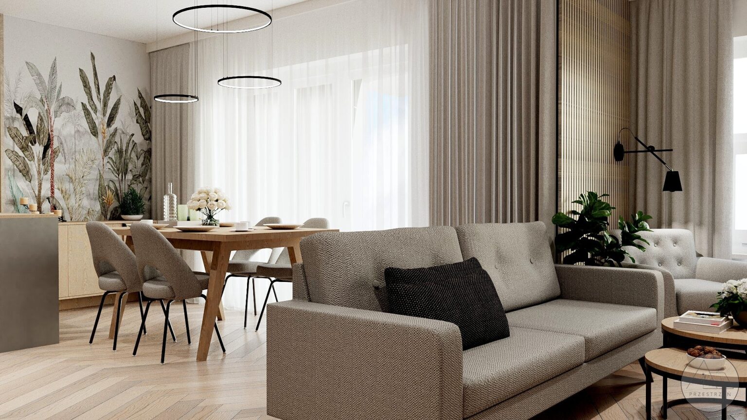 Salon z aneksem kuchennym